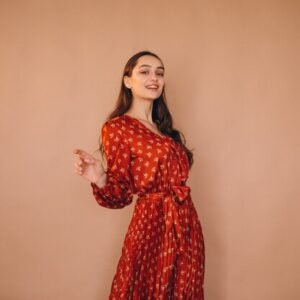 Red Printed Anarkali Style Kurti